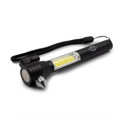 Safety torch (V0925-03) - Colour - black. Material - metal. Size - 4.5 x 2.5 x 14 cm.